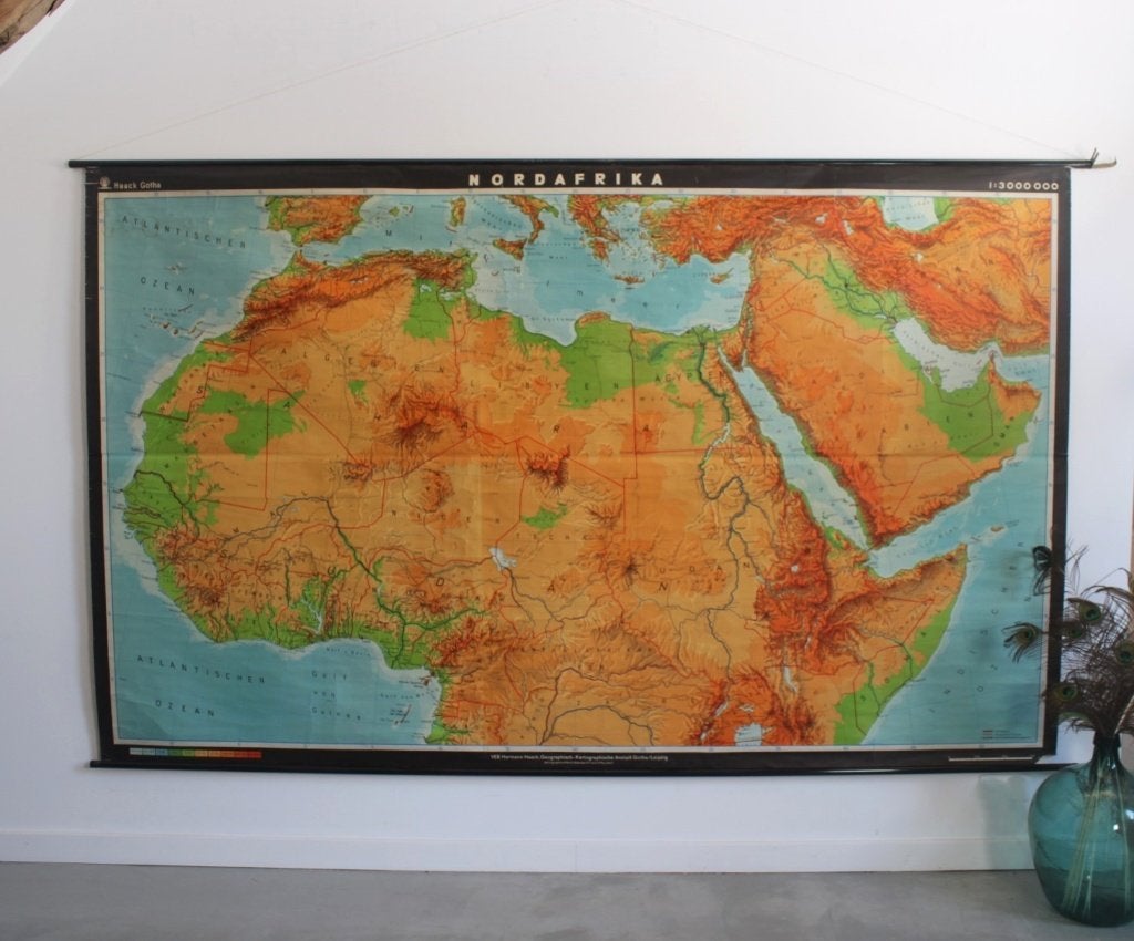 oude schoolkaart Noord-Afrika, fysische kaart, Antiek en Kunst, Antiek | Schoolplaten, Ophalen, Aardrijkskunde