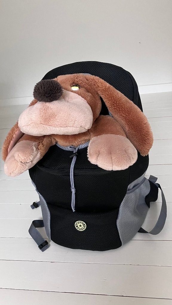 zwart/grijs rugzak voor hond tot 12 kg, Dieren en Toebehoren, Overige merken, Ophalen, Zo goed als nieuw, Draagtas/-zak