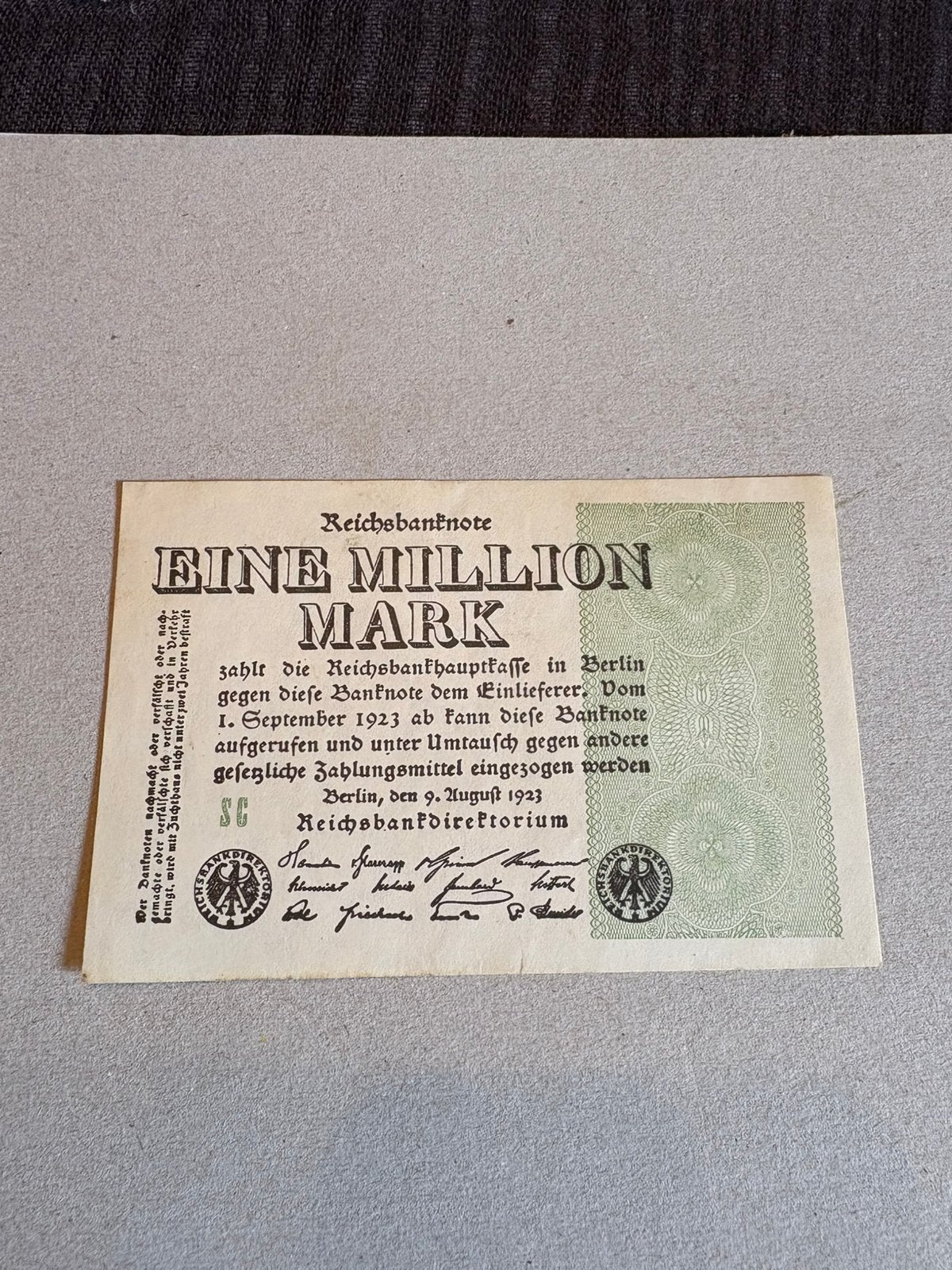 Billet allemand de 1 million de marks 1923 — Hyperinflation, Enlèvement ou Envoi, Allemagne, Billets en vrac