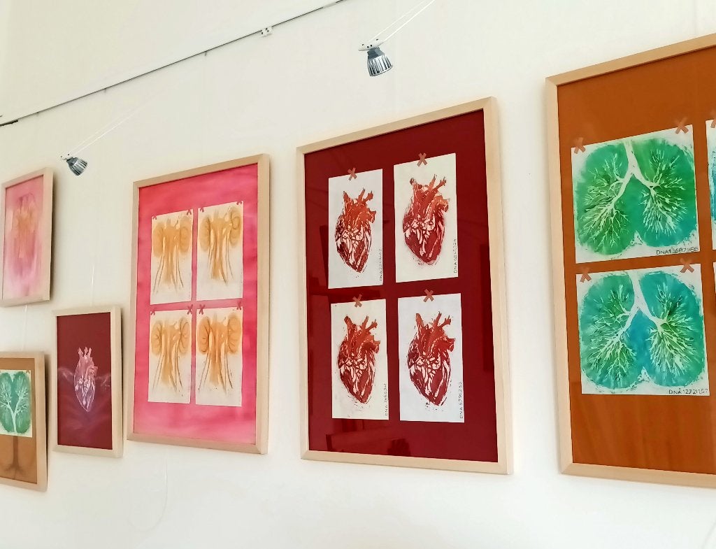 Houtsnedes hart, Antiek en Kunst, Kunst | Etsen en Gravures, Ophalen, Houtsnede