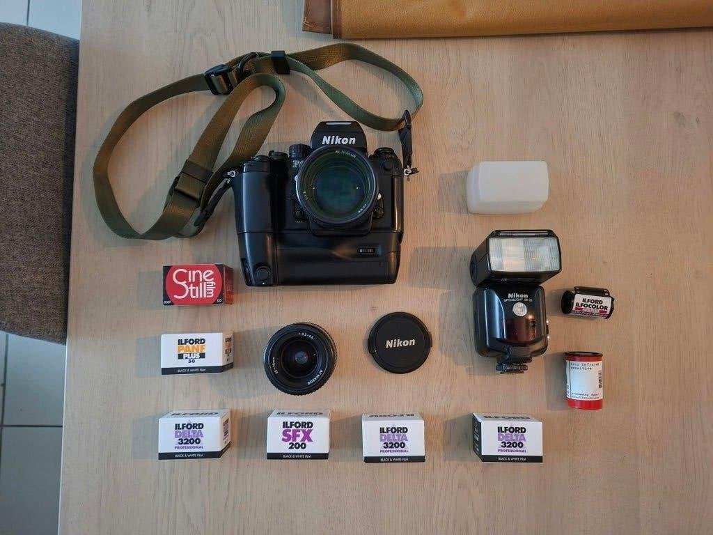 Nikon F4 analoge set met lenzen en flits, Enlèvement ou Envoi, Utilisé, Reflex miroir, Nikon