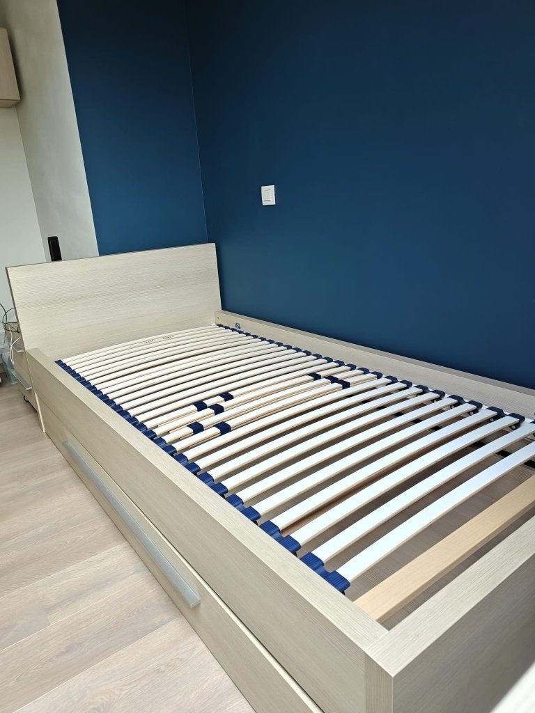 eenpersoonsbed, Ophalen, 90 cm, Eenpersoons, Beige