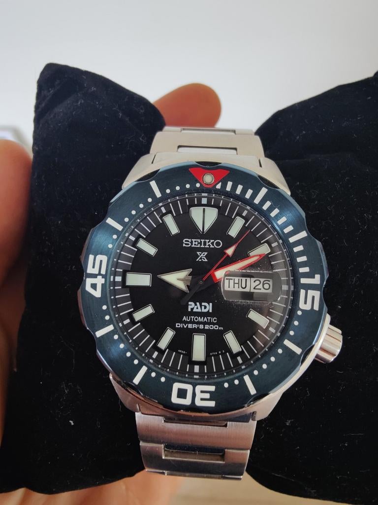 Seiko Prospex "Monster" PADI Special Edition, Ophalen, Staal, Staal, Seiko