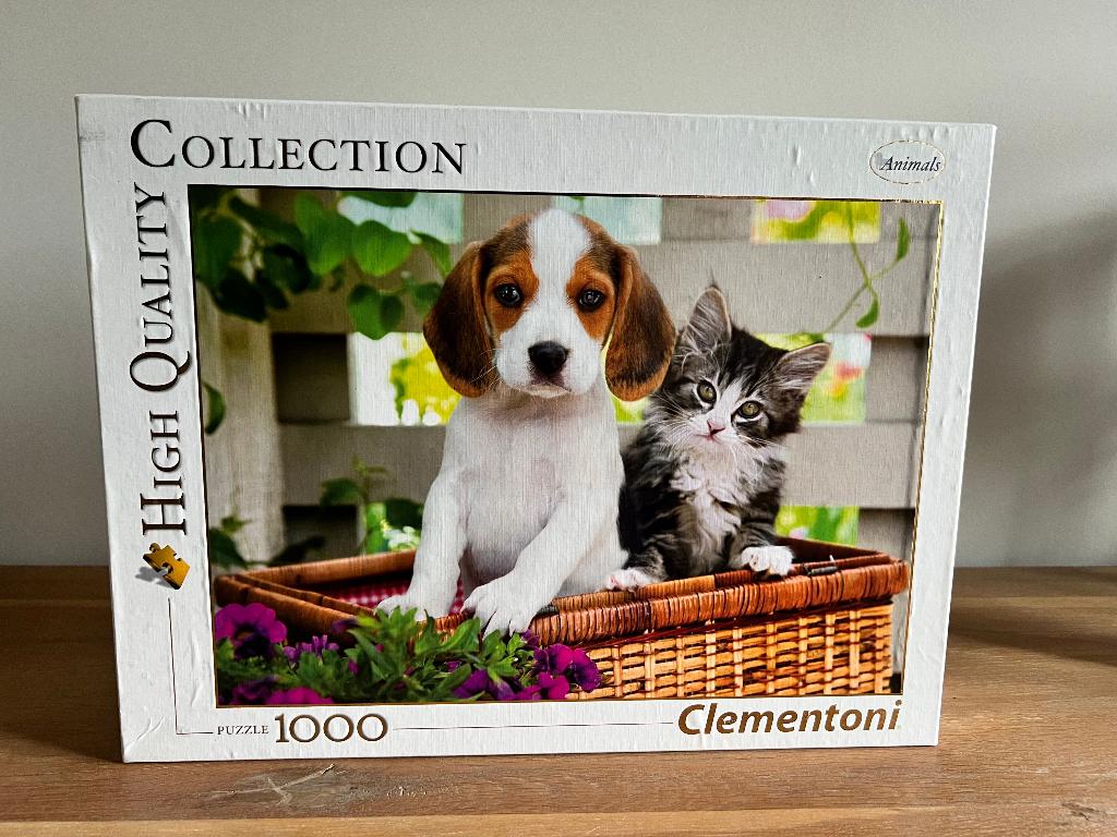Legpuzzel Clementoni - Dog and cat, Enlèvement ou Envoi, 500 à 1500 pièces, Comme neuf, Puzzle