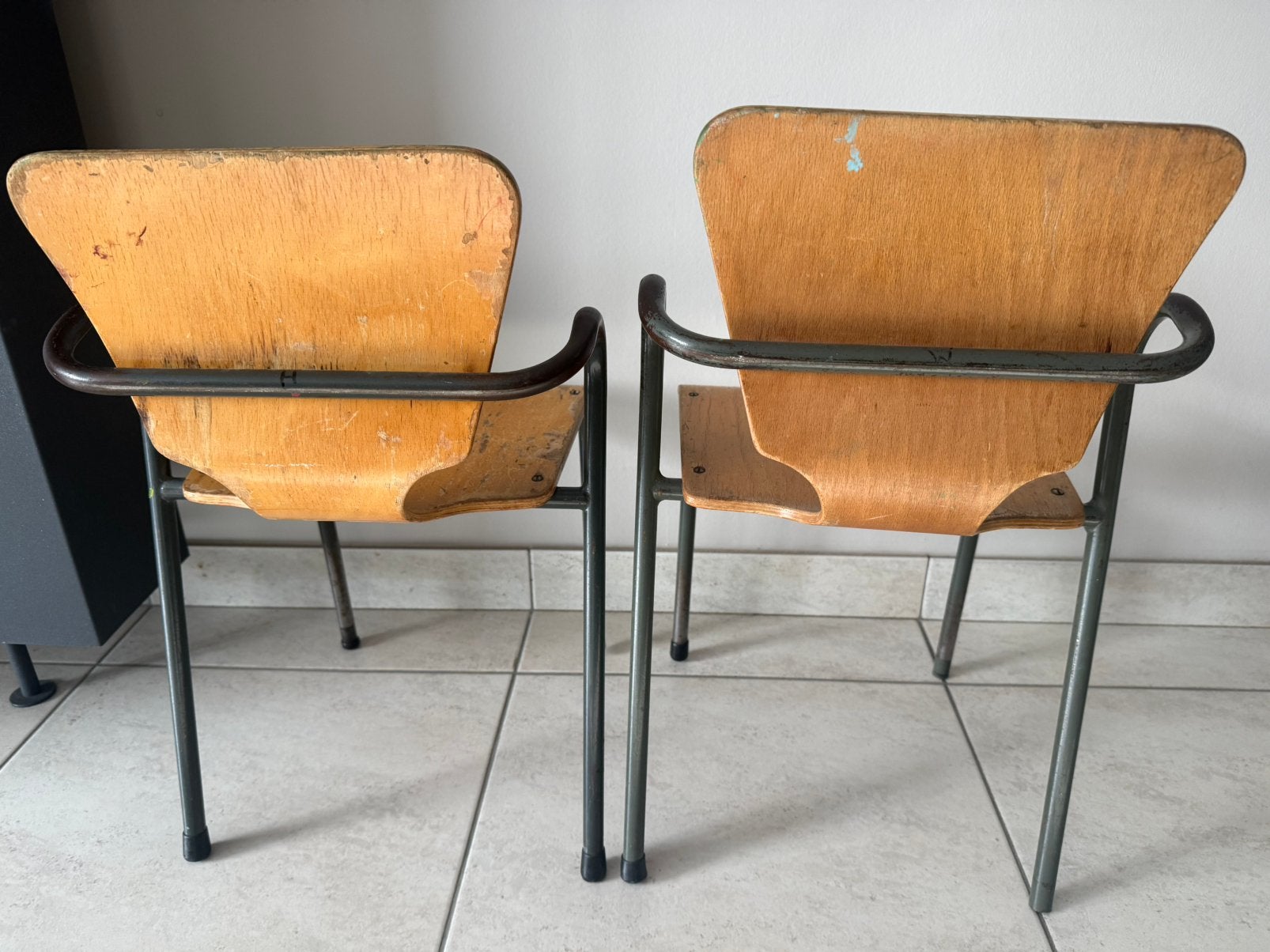 2 oude retro stoeltjes uit de jaren 60, Ophalen, Gebruikt, Twee, Bruin