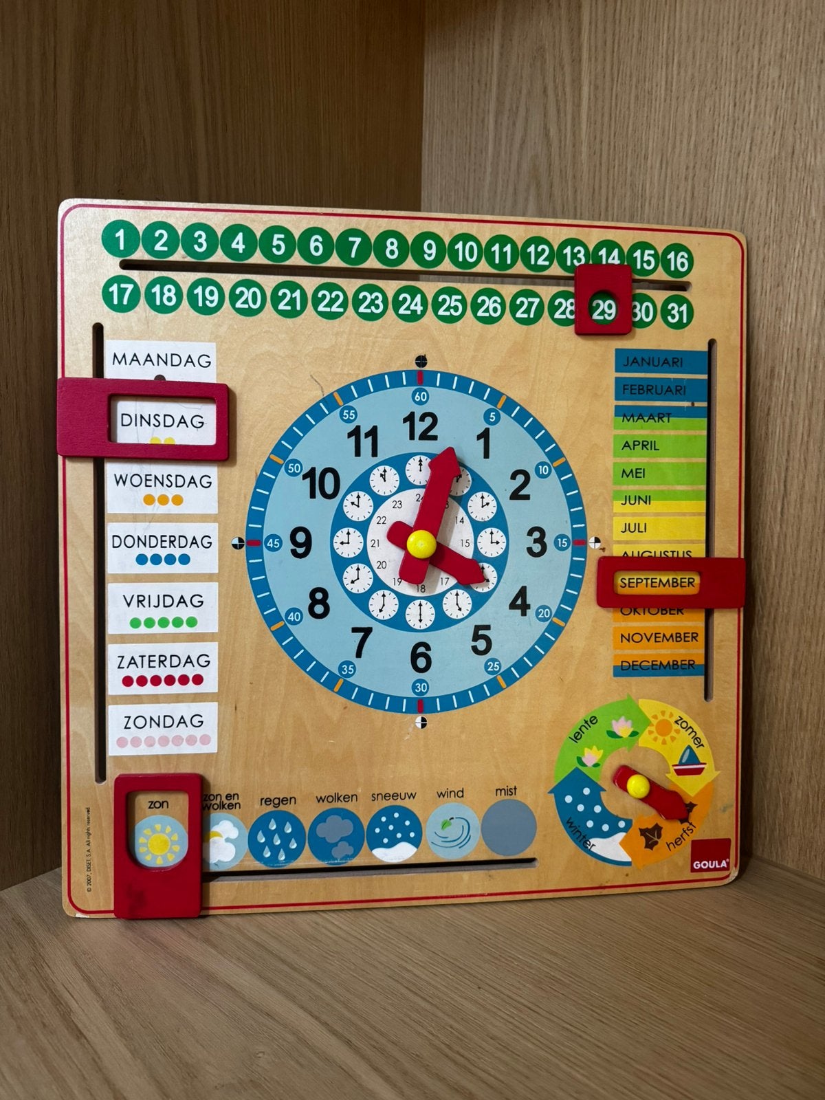 Kalender - Leerklok in mooie staat, Ophalen, Gebruikt