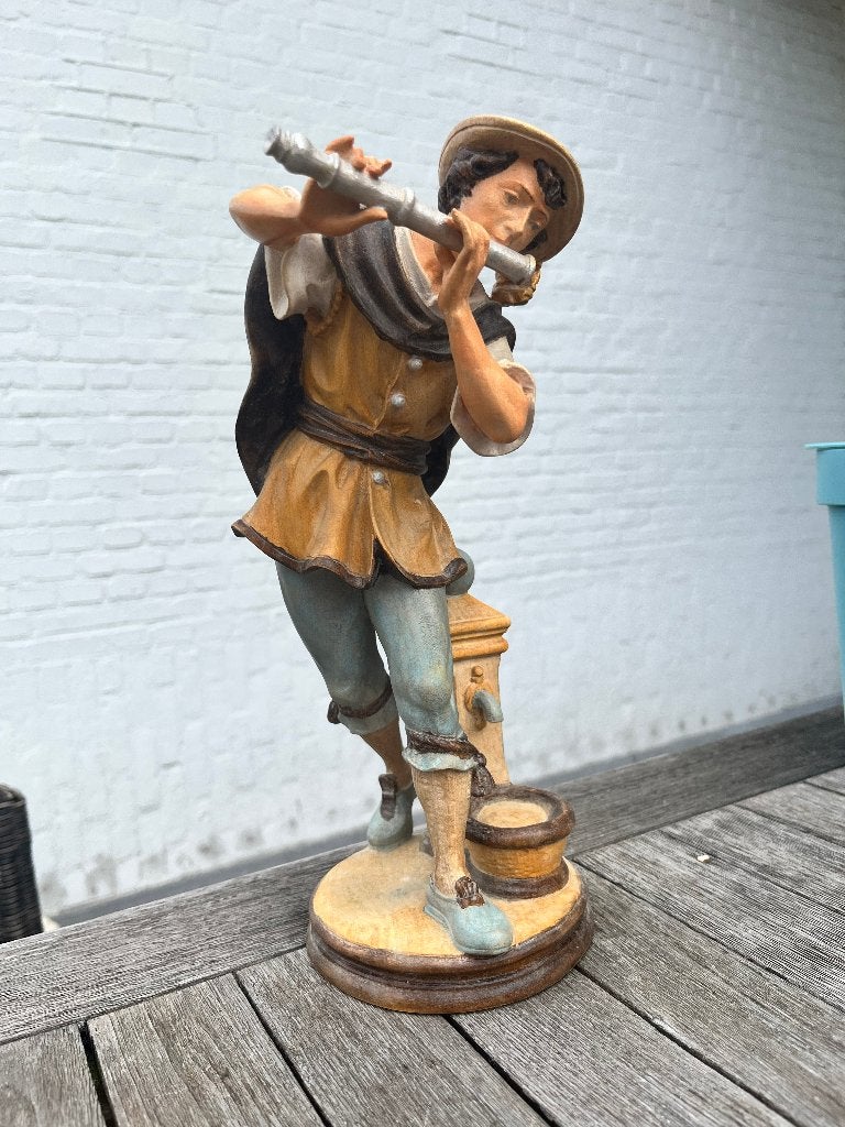 houten beelden "koppeltje muzikanten", Bois, Fait main, Enlèvement, Groupe de personnes