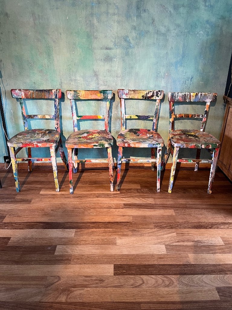 vintage café stoelen, Huis en Inrichting, Ophalen, Gebruikt, Hout