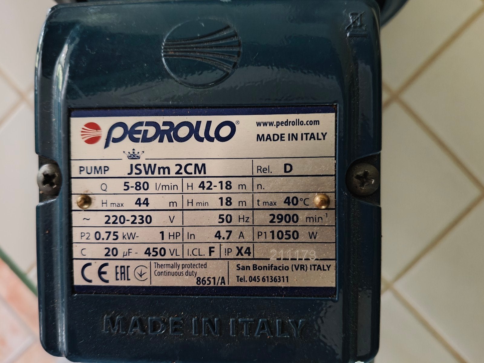 Pedrollo JSWm/2cm 1PK grondpomp, Jardin & Terrasse, Pompes à eau, Enlèvement