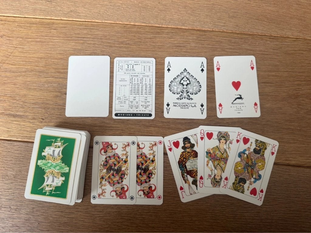 Jeu de cartes Modiano World Bridge Trieste 1966 vintage, Collections, Enlèvement ou Envoi, Comme neuf, Carte(s) à jouer
