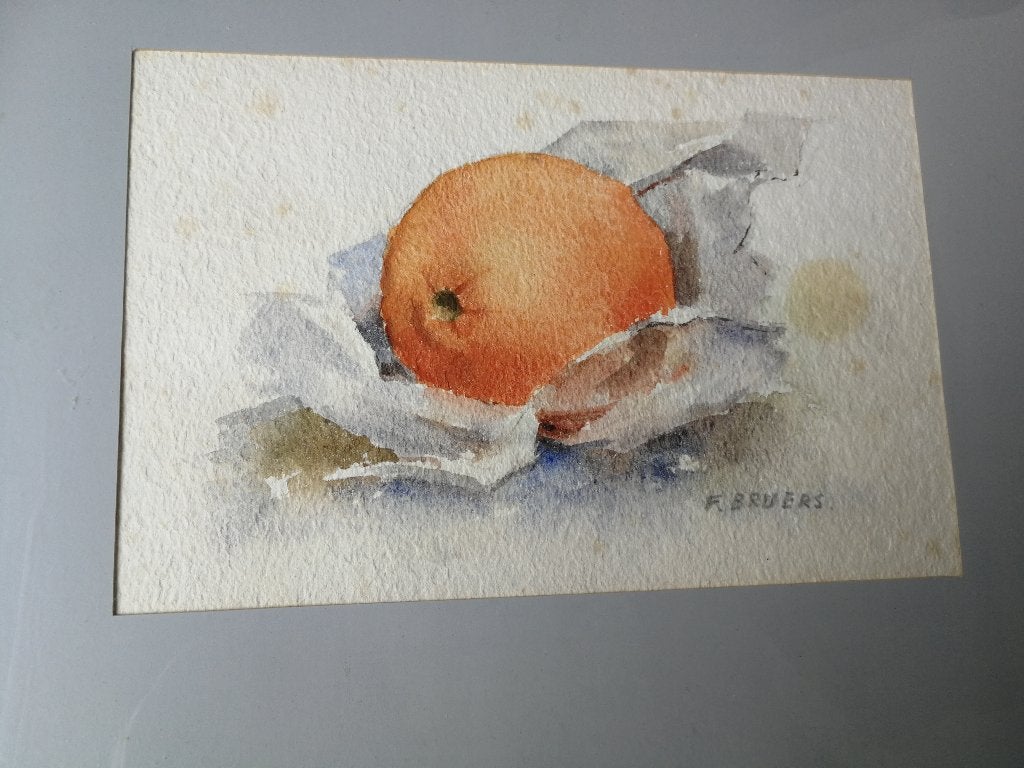 6 aquarellen Frans Bruers, niet ingelijst, Ophalen