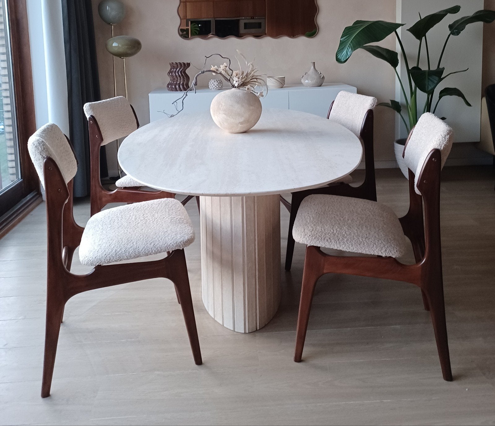 Zeldzame Scandinavische vintage eetkamerstoelen set van 4, Huis en Inrichting, Stoelen, Ophalen