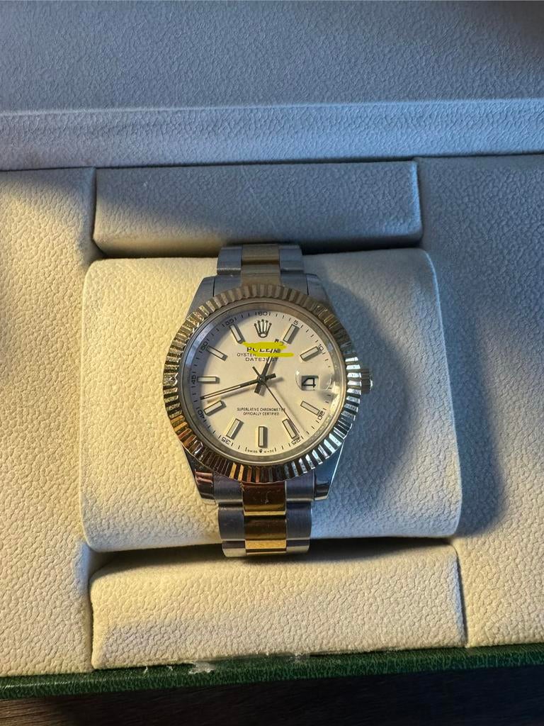 Zilver-goud horloge, Bijoux, Sacs & Beauté, Montres | Hommes, Montre-bracelet, Autres marques, Enlèvement ou Envoi, Comme neuf