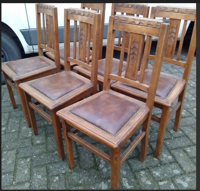 ZES  MASIEVE STOELEN, Huis en Inrichting, Stoelen, Bruin, Vintage, Ophalen of Verzenden, Zo goed als nieuw