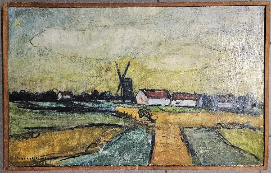 SCHILDERIJ Marcel Mortier, Enlèvement, Peinture à l'huile, Paysage