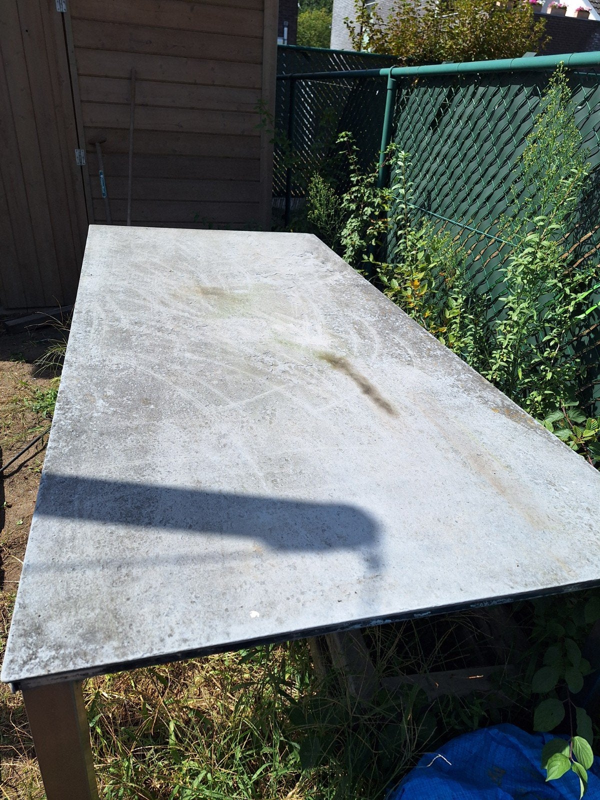 gratis tuintafel 1m10 op 2m40, Ophalen, Gebruikt, Rechthoekig, Metaal