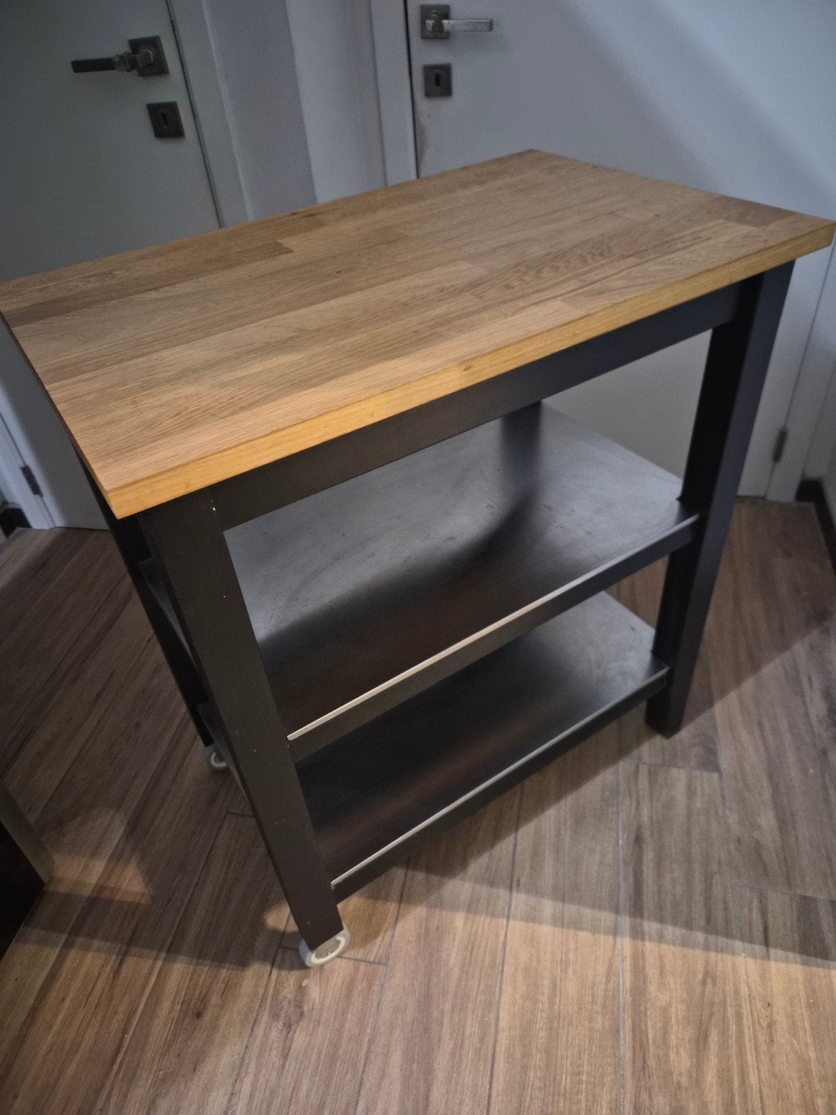Desserte de cuisine IKEA – Bois, inox et roulettes – 80  51, Enlèvement, Utilisé