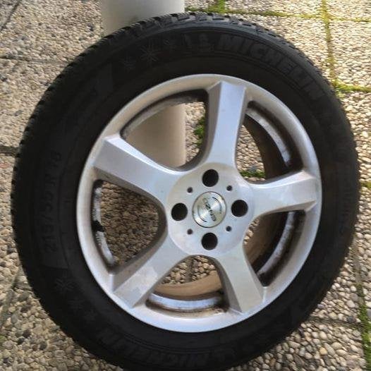 4 pneus michelin + jantes alu 5 batons alu goujons alpin hi, Autos : Pièces & Accessoires, Pneus et Jantes, 16 pouces, Enlèvement