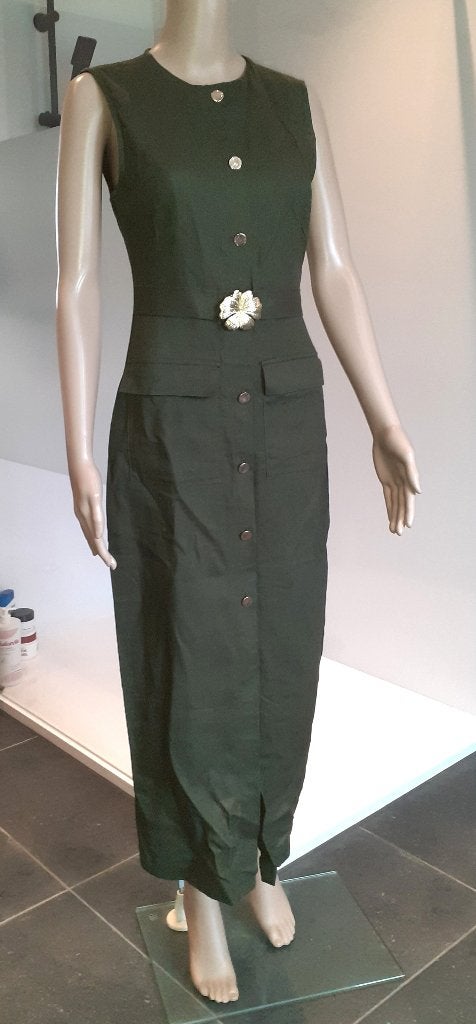 Office jurk viral old money khaki Zara XS, Neuf, Enlèvement ou Envoi, Vert, Taille 34 (XS) ou plus petite