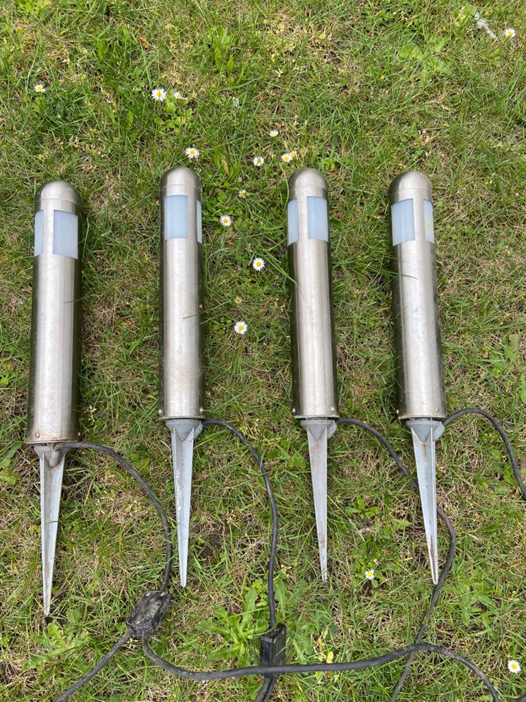 Tuinlampen 4 stuks RVS, Sport en Fitness, Darts, Ophalen, Zo goed als nieuw