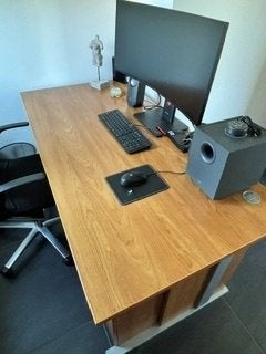 Ensemble de mobilier de bureau en bois/cerisier en bon état, Autres marques, Enlèvement, Utilisé, Bureau-armoire combiné