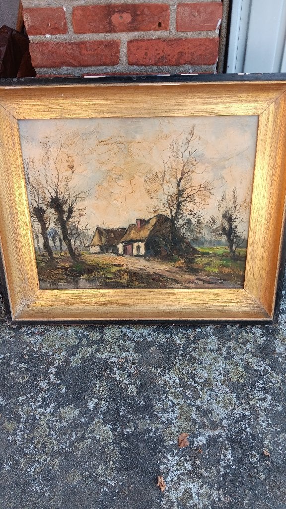 schilderij landschap G.J. Ernens, Ophalen, Overige stijlen, Overige technieken, Landschap