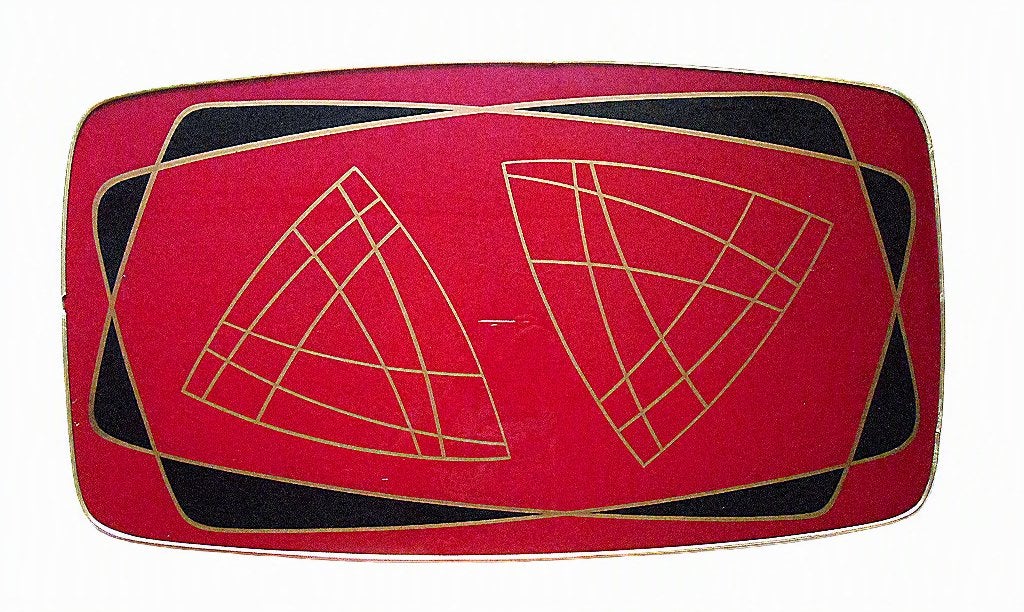 Table basse originale Expo '58 en verre miroir rouge, Enlèvement, Table, Rouge, Verre