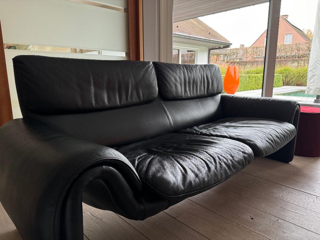 De Sede Lederen Design Bank Tweezits Zwart, Ophalen, Modern Design, Minder dan 75 cm, 150 tot 200 cm