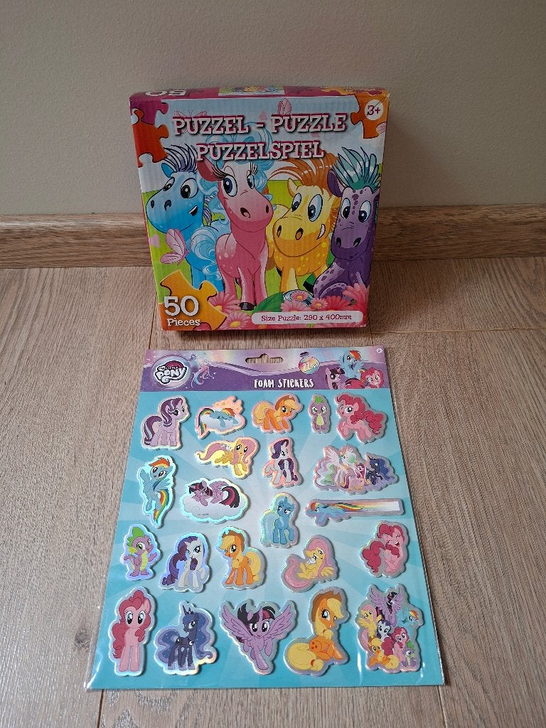 Bundel - Puzzel (50 st) + stickervel My Little Pony (Nieuw!), Kinderen en Baby's, Ophalen of Verzenden, Zo goed als nieuw