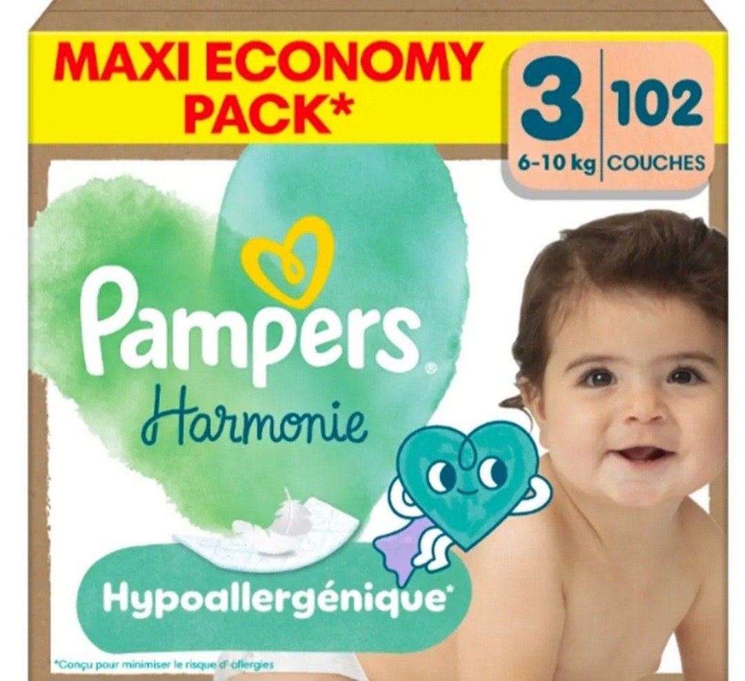 pampers taille 3=> 102x2 couches, Enlèvement, Neuf