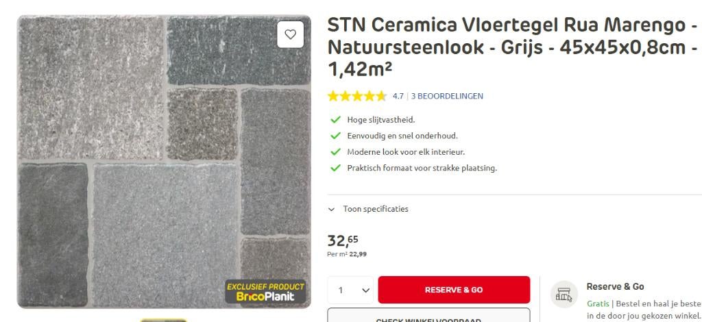 Carrelage Extérieur/ intérieur Marengo 24m² - 45x45, Neuf, Carrelage de sol, Enlèvement, 40 à 60 cm