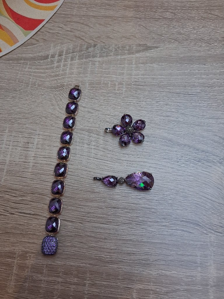 Armband en hanger THOMAS SABO zilver, Bijoux, Sacs & Beauté, Bracelets, Comme neuf, Enlèvement, Avec strass, Violet