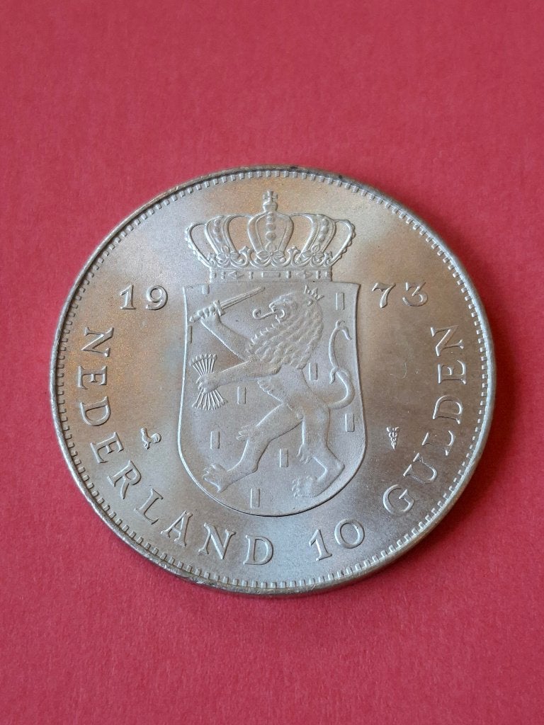 1973 Pays-Bas 10 florins argent 25e anniversaire regne, Timbres & Monnaies, Monnaies | Pays-Bas, Argent, 10 florins, Envoi, Monnaie en vrac