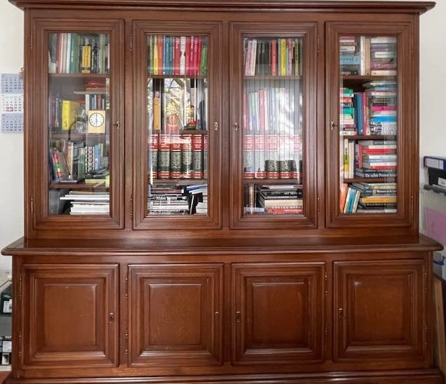 Meuble de bibliothèque avec fenêtres en verre poli, Avec porte(s), Chêne, 200 cm ou plus, Klassiek