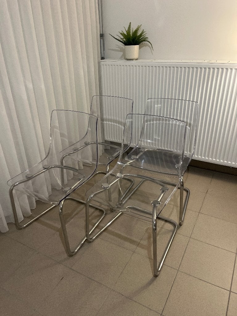Ikea eetkamerstoel transparant, Huis en Inrichting, Ophalen, Zo goed als nieuw, Vier