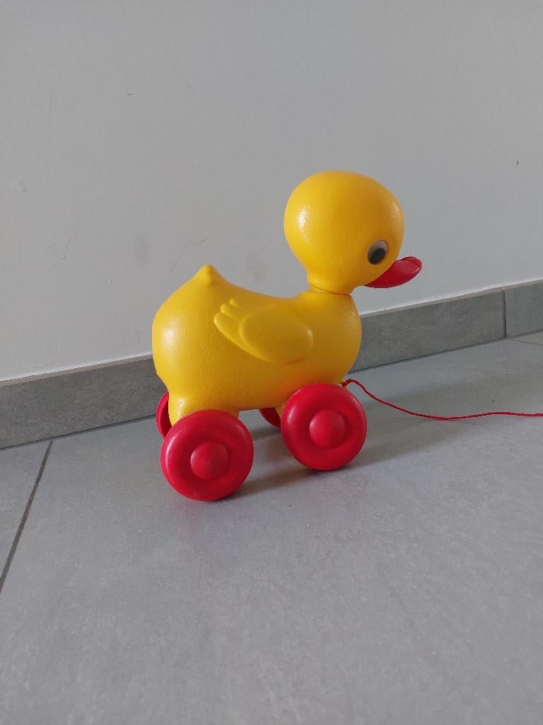 RETRO geel-rood trekeendje, Kinderen en Baby's, Ophalen, Zo goed als nieuw, Jongen of Meisje