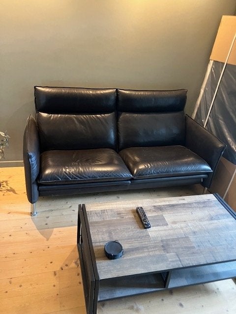 canapé en cuir (2,5 places, 1 place et pouf), Maison & Meubles, Quatre personnes ou plus, Banc droit, Enlèvement, Utilisé