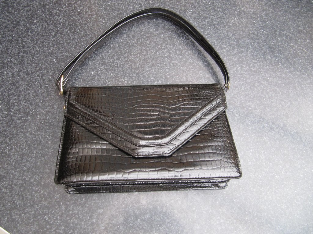 fijne handtas tas zwart vintage met lits, wat reliefpatroon, Handtassen en Accessoires, Ophalen of Verzenden, Gebruikt, Zwart