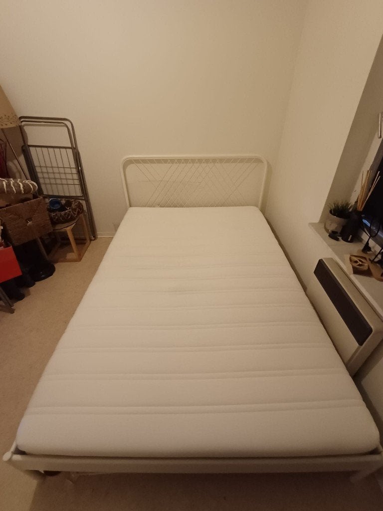 Twee persoons bed, Ophalen, Wit, Tweepersoons, 140 cm