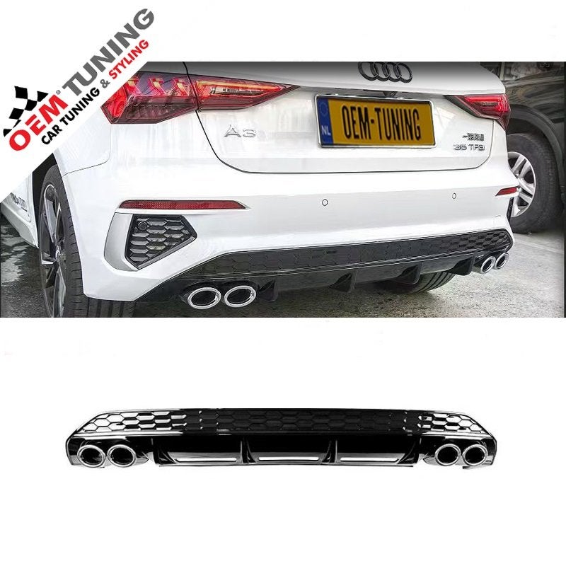 Diffuser geschikt voor A3 8Y | S3 Look | 20-24 | glans zwart, Neuf, Arrière, Audi, Enlèvement ou Envoi