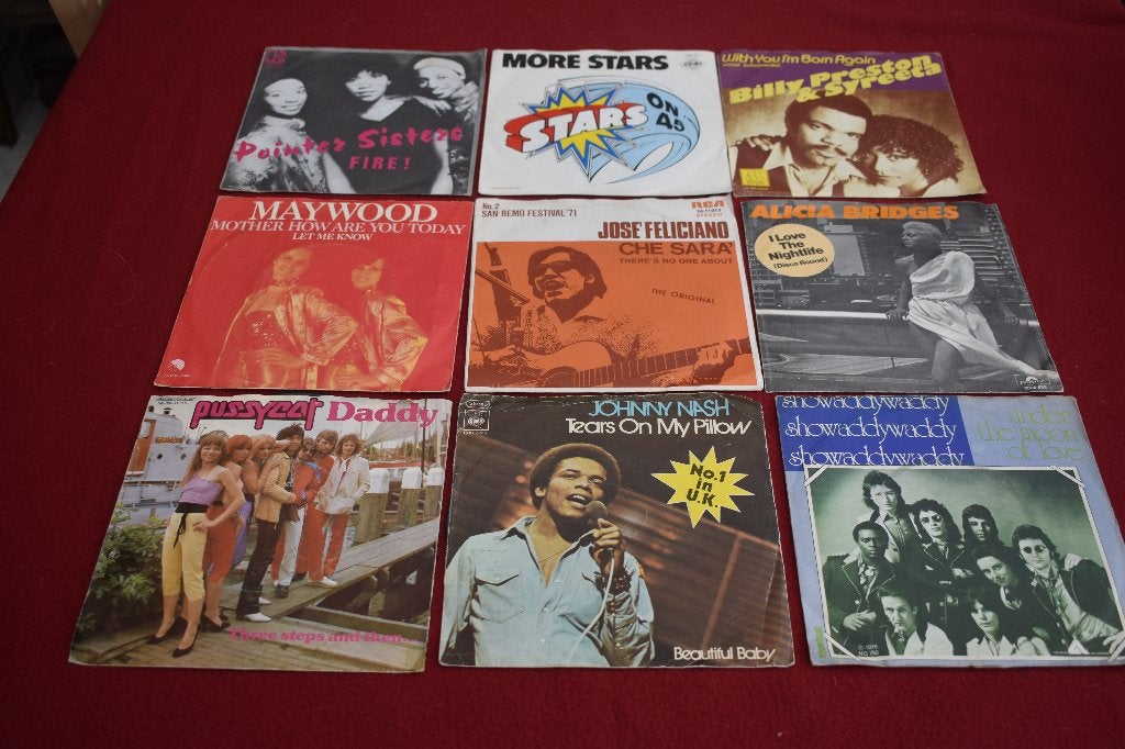set 45t's van negen stuks  oldies, Ophalen of Verzenden, Zo goed als nieuw, 7 inch, Pop