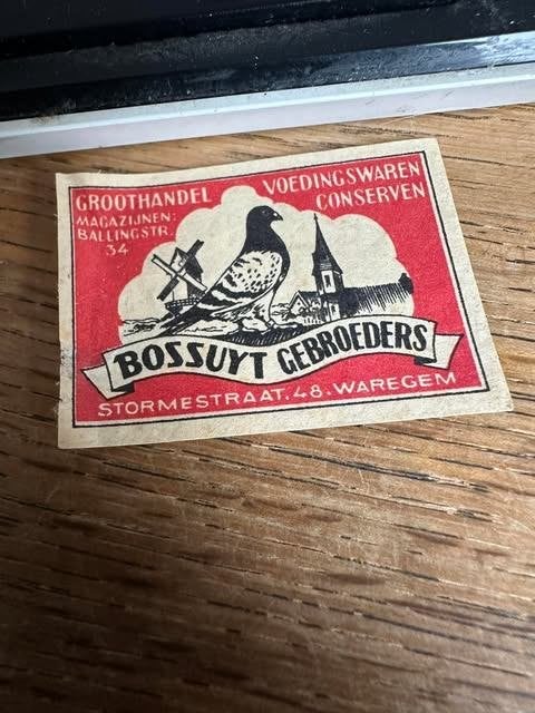 Bossuyt gebroeders luciferdoos etiket Waregem, Collections, Boîtes ou marques d'allumettes, Enlèvement ou Envoi, Info@bossuyt.wa
