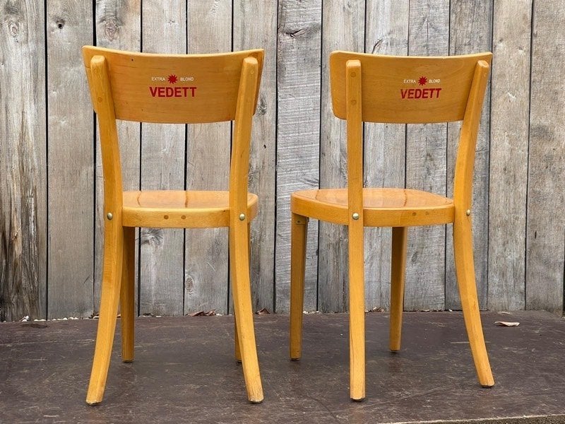 Vedett houten stoel - 4 stuks, Collections, Marques de bière, Enlèvement, Comme neuf, Autres types, Duvel
