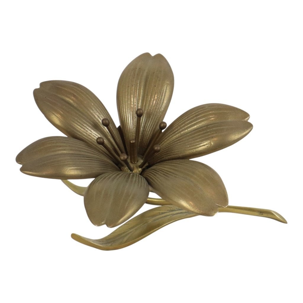 Mid Century Messing Lelie Bloem Sculptuur Beeldje Asbak, Ophalen of Verzenden, Gebruikt, Overige typen