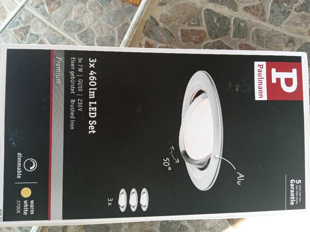 Inbouwspots paulmann kantelbaar doos 3 stuks, Metaal of Aluminium, Nieuw, Ophalen of Verzenden, Led
