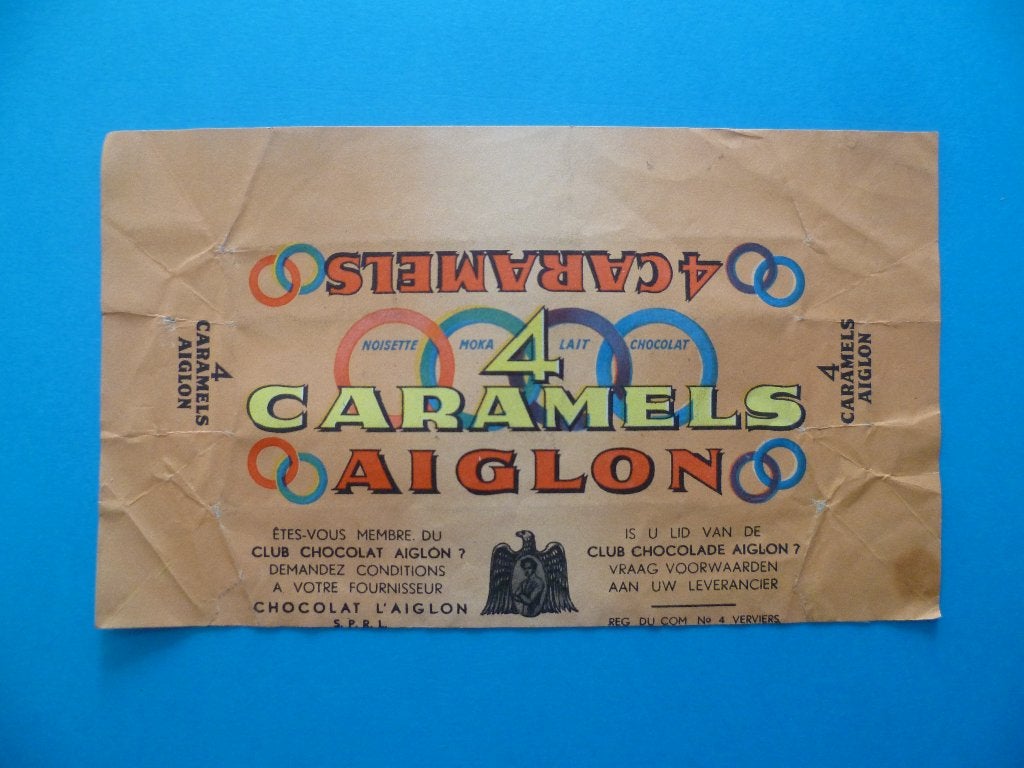 Chocolade Aiglon chocolat emballage omslagen 4 caramals, Collections, Enlèvement ou Envoi, Utilisé, Emballage
