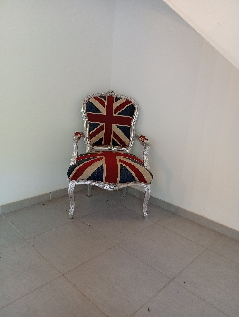 Fauteuil drapeau Anglais, Maison & Meubles, Fauteuils, 75 à 100 cm, Bois, Enlèvement, Utilisé