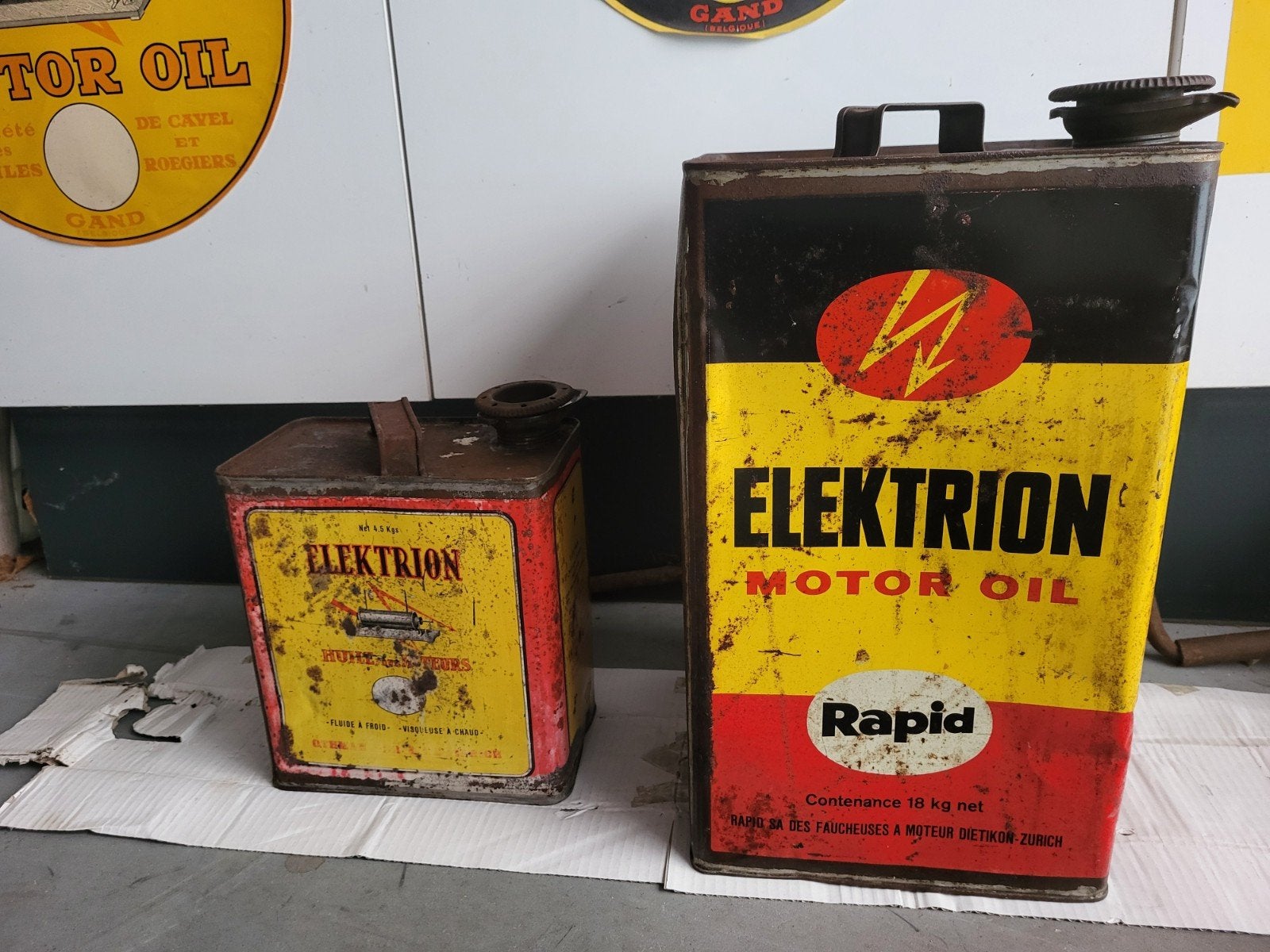 zeldzame olieblikken Elektrion motor oil, Verzamelen, Ophalen, Gebruikt, Verpakking
