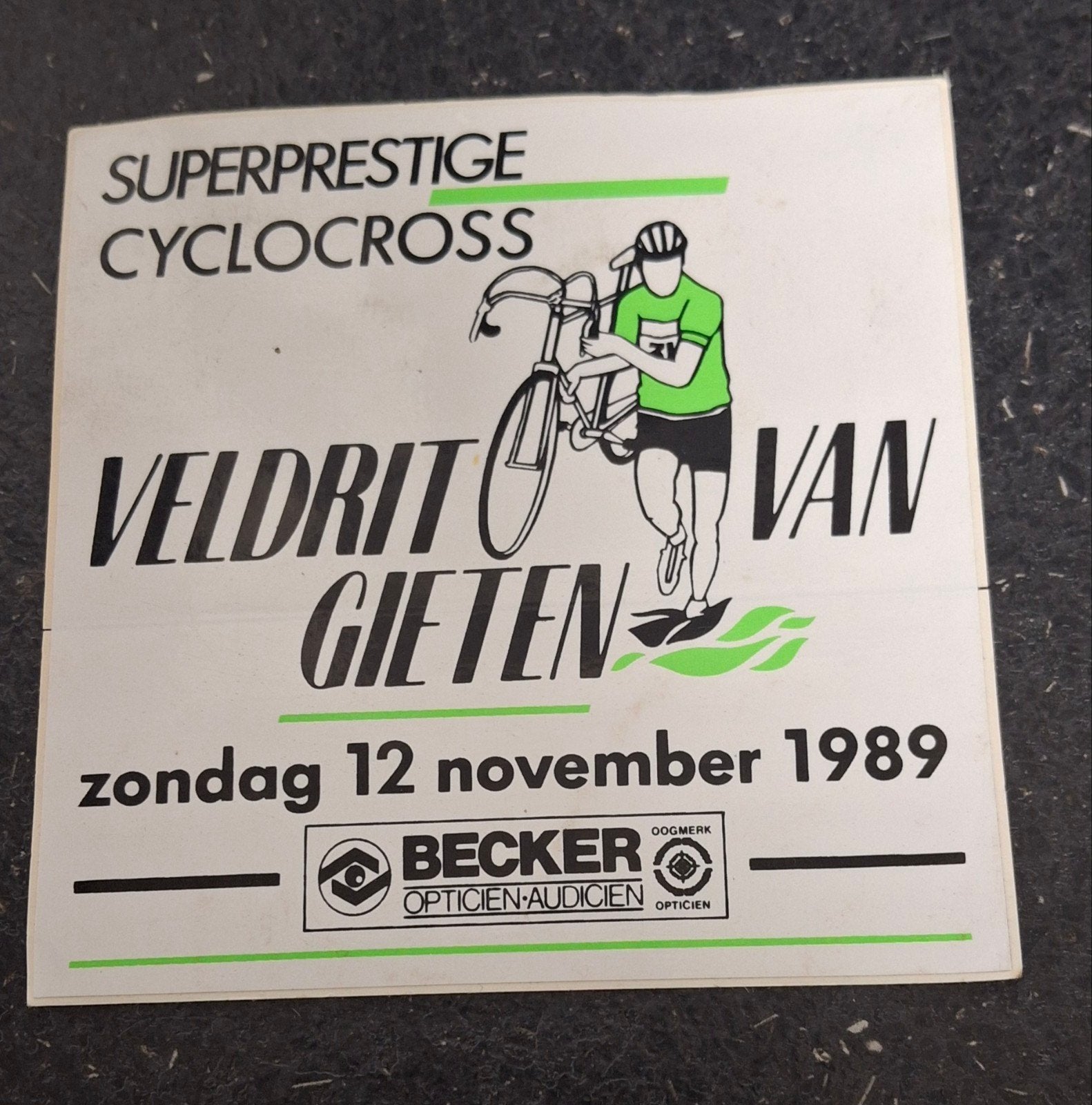 Autocollant vintage de cyclisme et de cyclocross 1989 | Giet, Enlèvement ou Envoi, Comme neuf, Sport