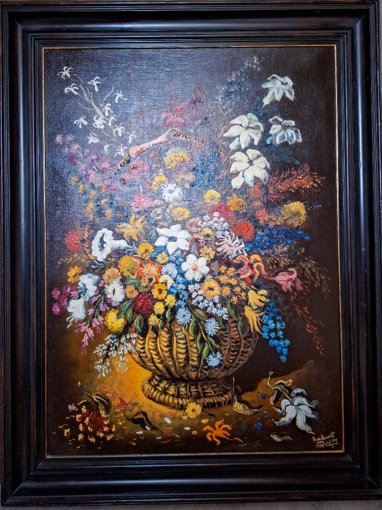 Schilderij Willy Broeckaert, Antiquités & Art, Art | Peinture | Classique, Encadré, Peinture à l'huile, Enlèvement, Fleurs